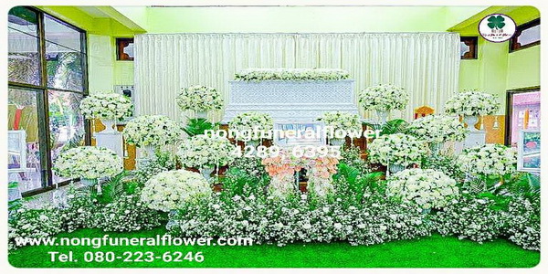 ดอกไม้หน้าศพพร้อมสวน ดอกไม้งานศพรูปแบบทันสมัย ดอกไม้หน้าศพสมัยใหม่ ดอกไม้หน้าหีบโมเดิร์น ดอกไม้พิธีศพสมัยนิยม ดอกไม้งานขาวดำสวยหรู ราคาถูก แบบที่ 45